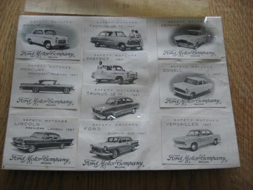 10 Lucifer Etiketten Ford Auto's 1957 voor Luciferdoosjes, Verzamelen, Rookartikelen, Aanstekers en Luciferdoosjes, Zo goed als nieuw