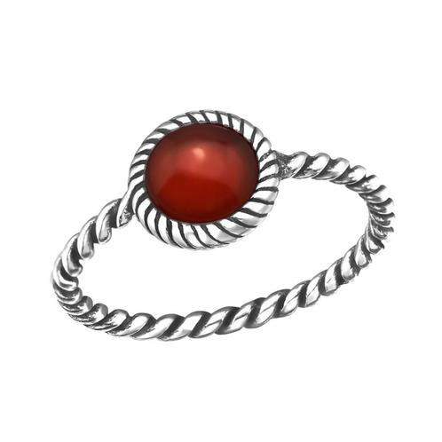 Zilveren ring met rode onyx edelsteen, Handtassen en Accessoires, Ringen, Nieuw, Dame, Zilver, Zilver, Met edelsteen, Ophalen of Verzenden