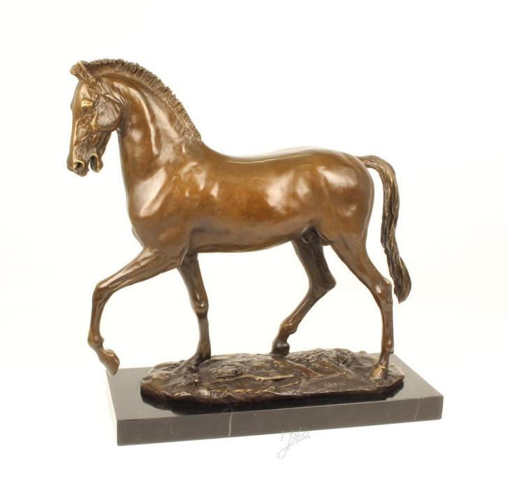Groot Masief Bronzen Beeld van een Drafpaard GRATIS LEVERING, Antiek en Kunst, Antiek | Brons en Koper, Brons, Verzenden