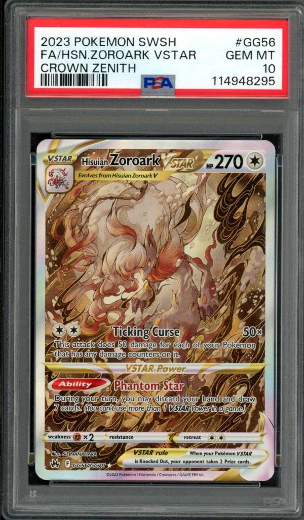 Hisuian Zoroark VSTAR PSA 10 - GG56/GG70 - Crown Zenith 2023, Hobby en Vrije tijd, Verzamelkaartspellen | Pokémon, Zo goed als nieuw
