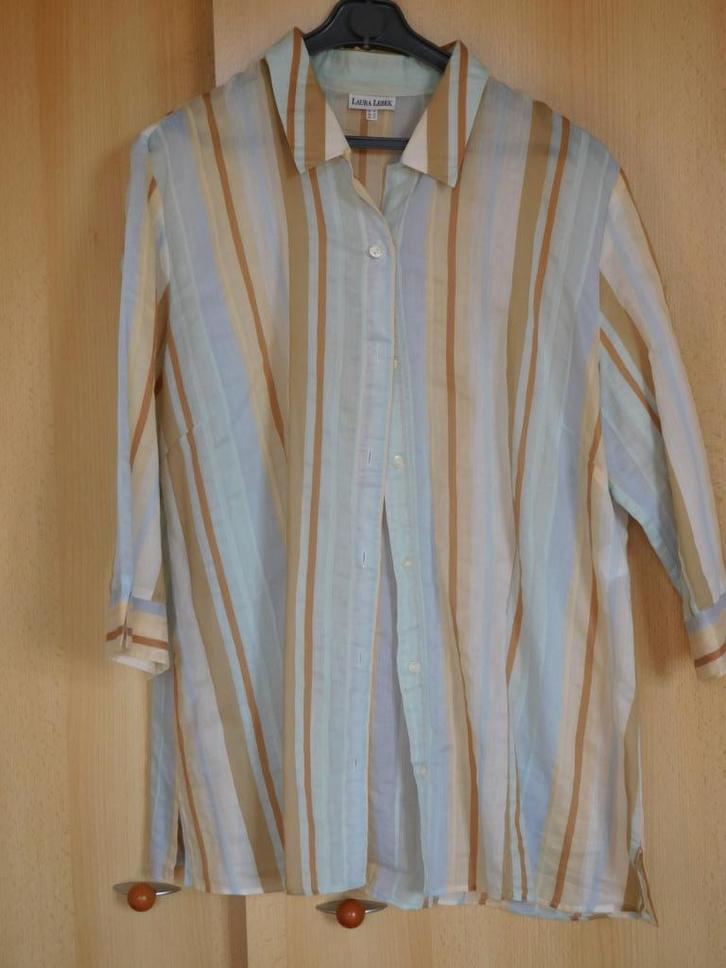 Laura Lebek pasteltinten blouse maat B48, Kleding | Dames, Blouses en Tunieken, Gedragen, Maat 46/48 (XL) of groter, Blauw, Ophalen of Verzenden