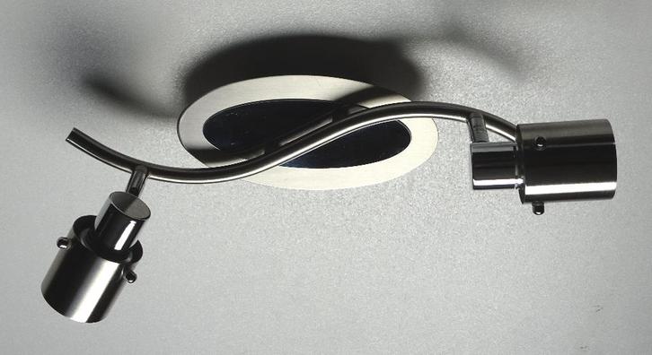 Dubbel aluminium plafondspot met GU10 fitting, Maison & Meubles, Lampes | Spots, Utilisé, Spot encastrable ou Spot mural, Métal ou Aluminium