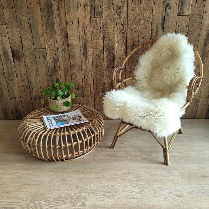Rotan salontafeltje - landelijke/Scandinavische/boho stijl, Huis en Inrichting, Tafels | Salontafels, Gebruikt, Ophalen