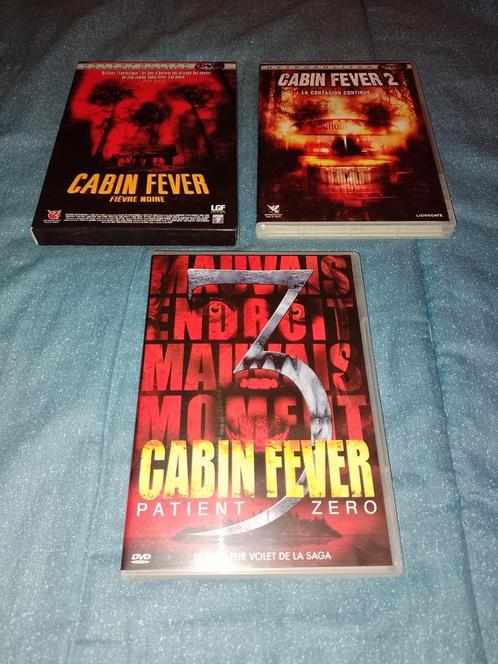 Te koop op dvd de Cabin Fever trilogie casi nine, Cd's en Dvd's, Dvd's | Horror, Zo goed als nieuw, Overige genres, Vanaf 12 jaar