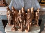 8 decoratieve handgesneden houten beelden, Antiek en Kunst, Kunst | Beelden en Houtsnijwerken, Ophalen