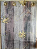 Overgordijnen - blauw met dessin, Ophalen, Gebruikt, 100 tot 150 cm, Blauw