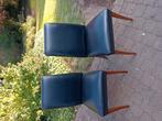 GRATIS 6 zwarte lederen stoelen., Huis en Inrichting, Stoelen, Ophalen, Gebruikt