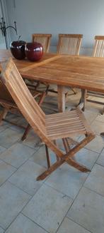 4 chaises en teck massif, Jardin & Terrasse, Enlèvement