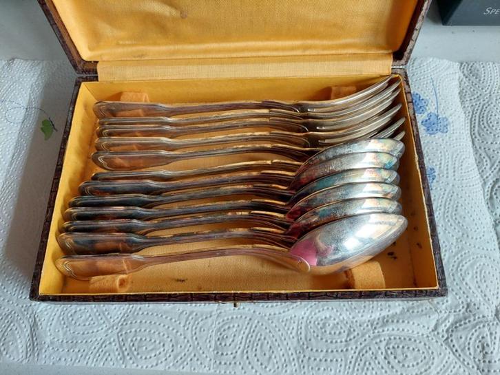 Wiskemann punch 40 - 6 vorken + 6 eetlepels, Antiek en Kunst, Antiek | Zilver en Goud, Zilver, Ophalen