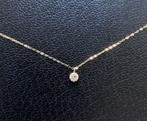 collier solitaire avec diamant et pendentif en or jaune 18K, Neuf, Enlèvement ou Envoi, Or, Blanc
