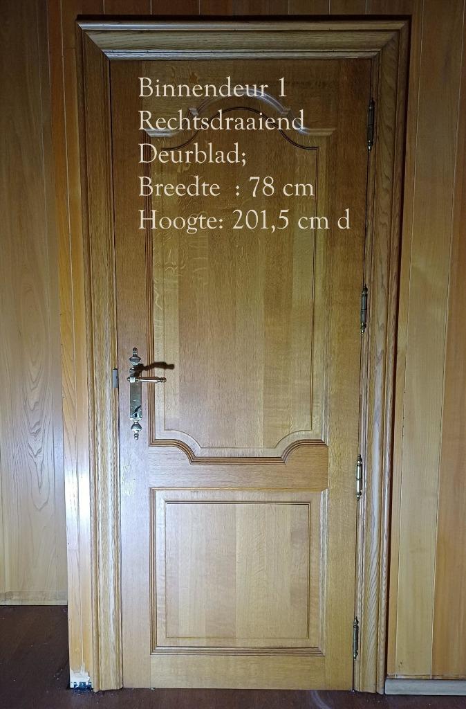 Voleiken binnendeuren, Doe-het-zelf en Bouw, Deuren en Vliegenramen, Gebruikt, Binnendeur, 200 tot 215 cm, 80 tot 100 cm, Hout