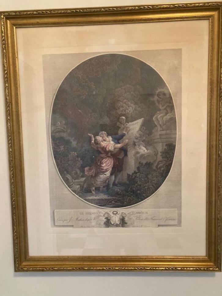 Inge­kleurd kopergravure/ets in klassieke stijl,, Antiek en Kunst, Curiosa en Brocante, Ophalen