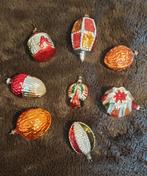 Antieke glazen kerstballen set van 8, Ophalen of Verzenden, Gebruikt