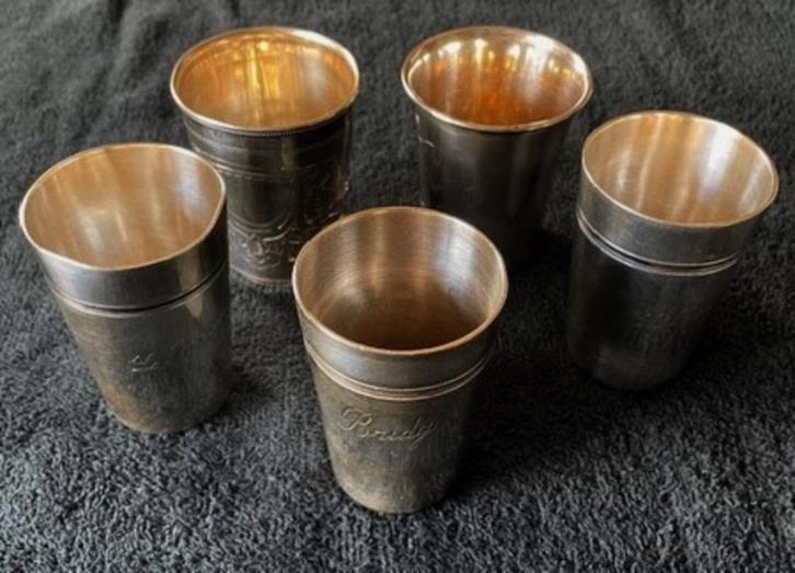 5 zilveren bekertjes, Antiek en Kunst, Antiek | Servies los, Ophalen of Verzenden