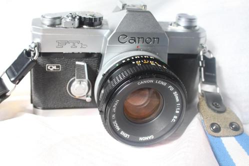 Canon FT QL + Canon FD 50 mm 1.8 C in uitstekende staat, Audio, Tv en Foto, Fotocamera's Analoog, Gebruikt, Spiegelreflex, Canon