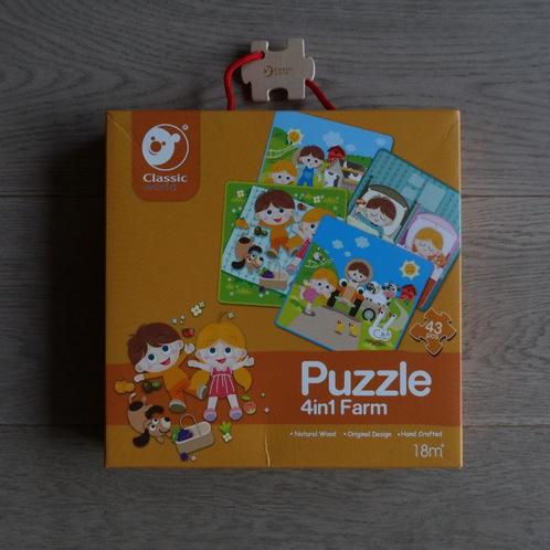 Classic World houten puzzel 4in1 Farm / Boerderij, Enfants & Bébés, Jouets | Puzzles pour enfants, Comme neuf, 6 mois à 2 ans