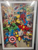Marvel poster, alle helden aanwezig, Verzamelen, Posters, Ophalen, Rechthoekig Staand, Met lijst, Deurposter of groter