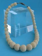 K10-4: Koraalbollen-aflopend-geel- 41½cm., Handtassen en Accessoires, Kettingen, Verzenden, Nieuw, Geel, Steen of Mineraal