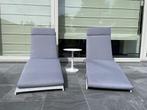2 verstelbare ligbedden met tafeltje, Tuin en Terras, Ligbedden, Ophalen, Nieuw, Aluminium, Verstelbaar