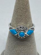 Prachtige zilveren ring met turkoois, Handtassen en Accessoires, Ringen, 20 of groter, Blauw, Nieuw, Ophalen of Verzenden