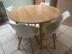 Ronde eettafel + 4 stoelen, Huis en Inrichting, Tafels | Eettafels, Ophalen, Zo goed als nieuw