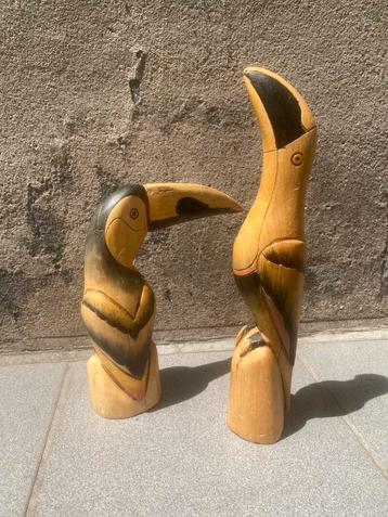 Vintage beelden hout toekan handgemaakt beschikbaar voor biedingen