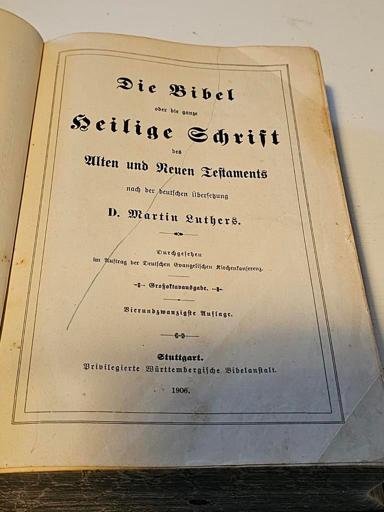 1906 German Bible-Die Bibel Heilige Schrift D. Martin Luther, Antiquités & Art, Enlèvement ou Envoi
