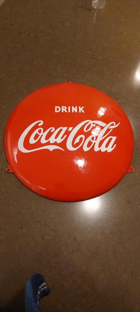 Coca Cola ronde reclame "Langcat " Bussum, Verzamelen, Merken en Reclamevoorwerpen, Gebruikt, Reclamebord, Ophalen of Verzenden