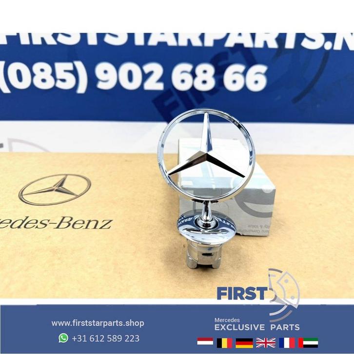 Mercedes STAANDE STER CHROOM motorkap logo embleem METAAL AM, Auto-onderdelen, Carrosserie, Mercedes-Benz, Gebruikt, Ophalen of Verzenden