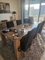 Eettafel (hout) met 6 stoelen, Ophalen, Zo goed als nieuw