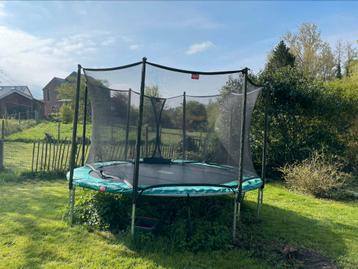 Trampoline BERG 380+filet comfort+échelle acces+bâche hiver, Enlèvement, Utilisé