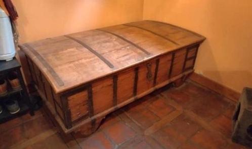 Grote antieke eiken koffer, Huis en Inrichting, Woonaccessoires | Kisten, Zo goed als nieuw, 50 tot 75 cm, 125 cm of meer, 50 tot 100 cm