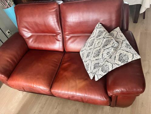 Leren zetel, Huis en Inrichting, Zetels | Zetels, Gebruikt, Rechte bank, Overige maten, 200 tot 250 cm, Minder dan 75 cm, Leer