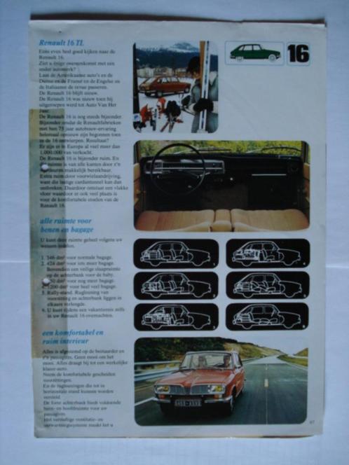 Renault 16 L/16 TL 1975 ? 2 bladen uit een Brochure Catalogu, Boeken, Auto's | Folders en Tijdschriften, Gelezen, Renault, Verzenden