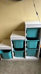 Witte speelgoedkast ikea met blauwe bakken, Kinderen en Baby's, Ophalen, Gebruikt, Kast