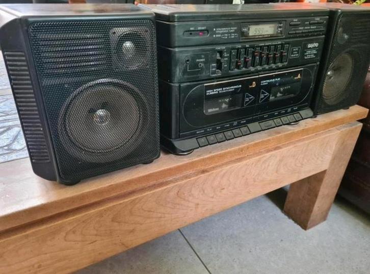 Vintage Radio Casette x2 Sanyo ghettoblaster, Audio, Tv en Foto, Radio's, Ophalen of Verzenden
