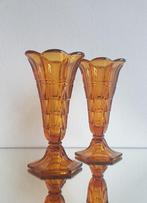 Duo gave Art-Deco Vazen, R.SCHRÖTTER/J.INWALD, Rudolfova Hut, Antiek en Kunst, Antiek | Glaswerk en Kristal, Ophalen of Verzenden