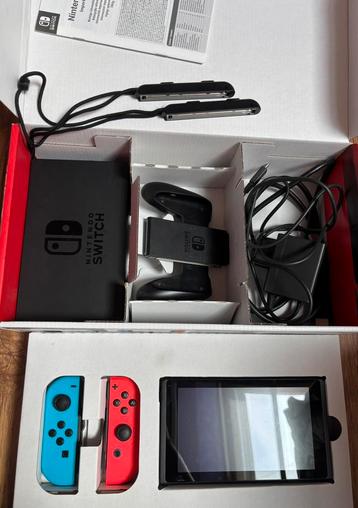 Nintendo Switch Rouge/Bleu + Boîte + Accessoires + 2 Jeux, Enlèvement ou Envoi, Comme neuf