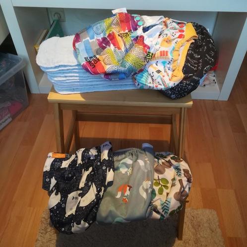 Pakket 6 herbruikbare luiers + 12 inleggers, Kinderen en Baby's, Overige Kinderen en Baby's, Gebruikt, Ophalen of Verzenden