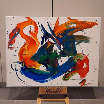Abstract schilderij op canvas van acryl 