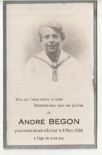 Décès André BEGON Ensival 1938 âgé de 11 ans enfant photo, Envoi, Image pieuse