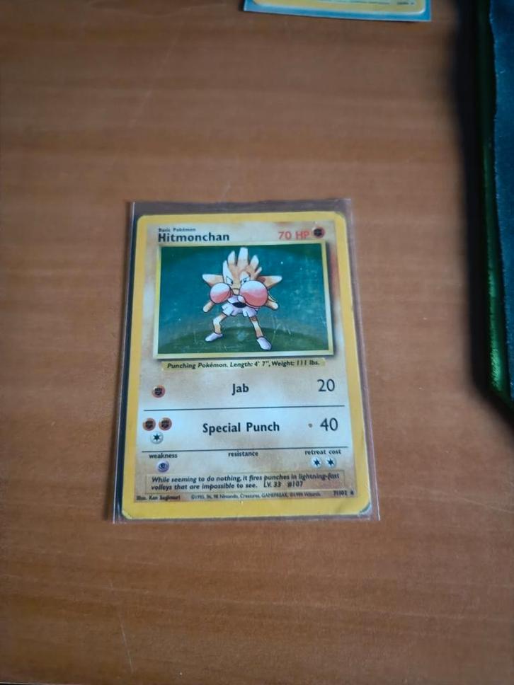 holo Hitmonchan (base set), Hobby en Vrije tijd, Verzamelkaartspellen | Pokémon, Zo goed als nieuw, Ophalen