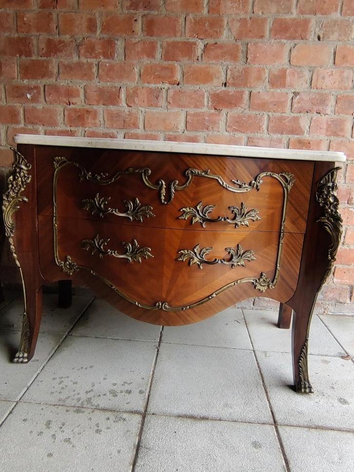 Antiek Commede Louis XV met Marmeren Blad Ladecast, Antiek en Kunst, Antiek | Meubels | Kasten, Ophalen