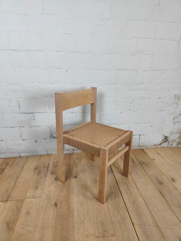 4 gerestaureerde Deense touwstoelen, Huis en Inrichting, Stoelen, Zo goed als nieuw, Vier, Hout, Overige kleuren, Ophalen