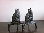 Paar andirons Gietijzeren Kat België 1900 Decoratieve Kunst, Ophalen of Verzenden