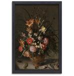 Bouquet de fleurs dans un vase, insectes et petites créature, 75 à 100 cm, Envoi, Création originale, 50 à 75 cm