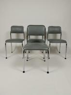 4 x Vintage Stoelen in Skai Leer, Jaren 70 - 80, Ophalen, Gebruikt, Grijs, Bureaustoel