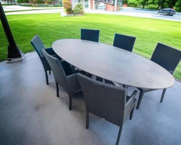 NIEUWE XXL Elips tuintafel VOLKERAMIEK 2600X1100  beschikbaar voor biedingen