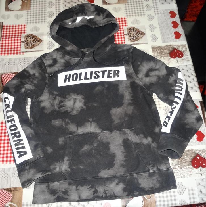 S small trui hoodie kap zwart batik Hollister als nieuw, Kleding | Heren, Truien en Vesten, Zo goed als nieuw, Maat 46 (S) of kleiner