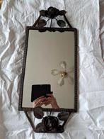 Magnifique miroir en fer forgé avec des roses, Antiek en Kunst, Antiek | Spiegels, Ophalen of Verzenden